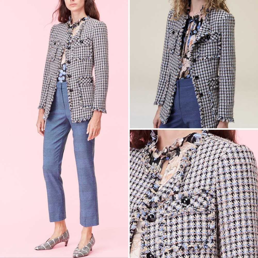 NWT Rebecca Taylor Houndstooth Tweed Jacket